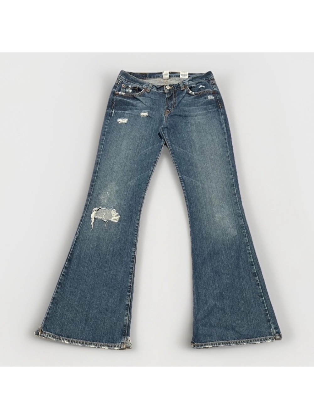 Women’s Blue Distressed Flared Jeans